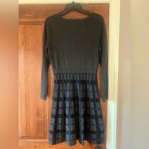 Grey & Black Cynthia Rowley Business Casual Geometric Sweater Dress